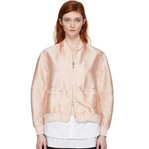 3.1 Phillip Lim Pink Silk Blend Poplin Trim Bomber Jacket